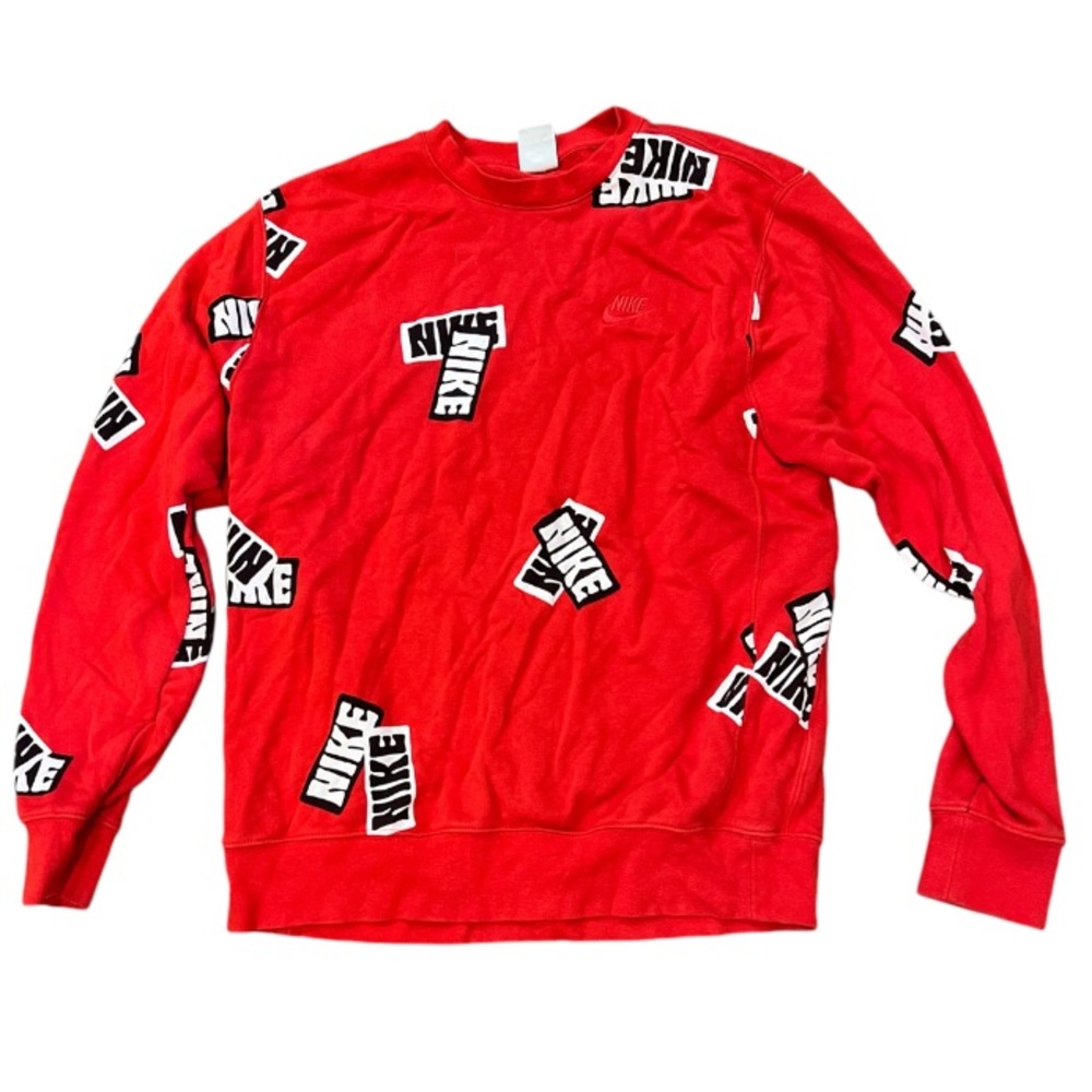 Nike all over graphic red crewneck sweater